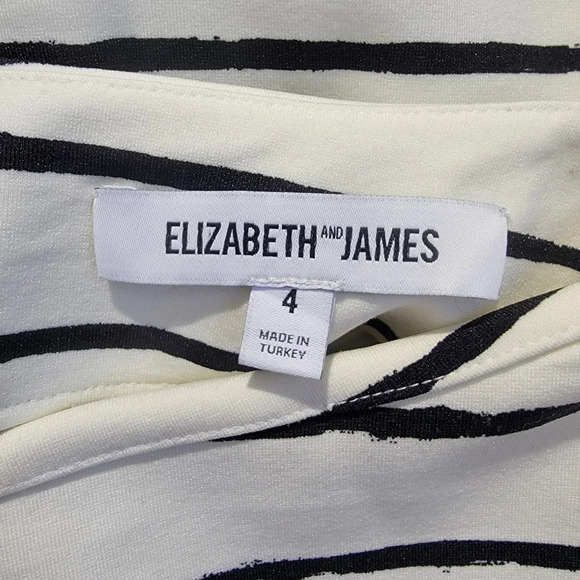 Elizabeth And James Back And White Striped A Line Back Zip Full Skirt Size 4 - Picture 5 of 9